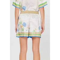 Coastal Print Drawstring Waist Lounge Shorts