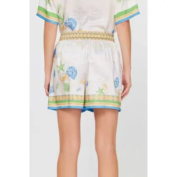 Coastal Print Drawstring Waist Lounge Shorts