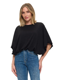Black Relaxed Fit Short Sleeve Dolman Top
