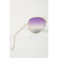 Gradient Lens Aviator Sunglasses with Gold Frame