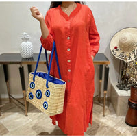 Multi Evil Eye Straw Tote Bag with Rope Handles and Drawstring Lining