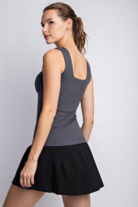 Charcoal Square Neck Performance Tank Top