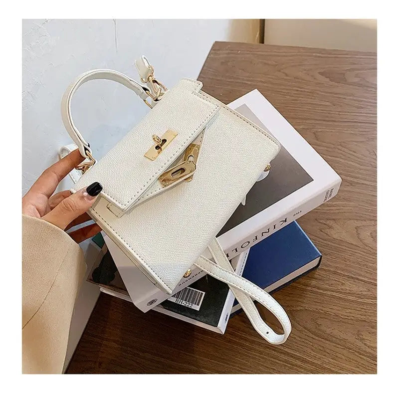 Mini Top Handle Crossbody Bag with Gold Hardware