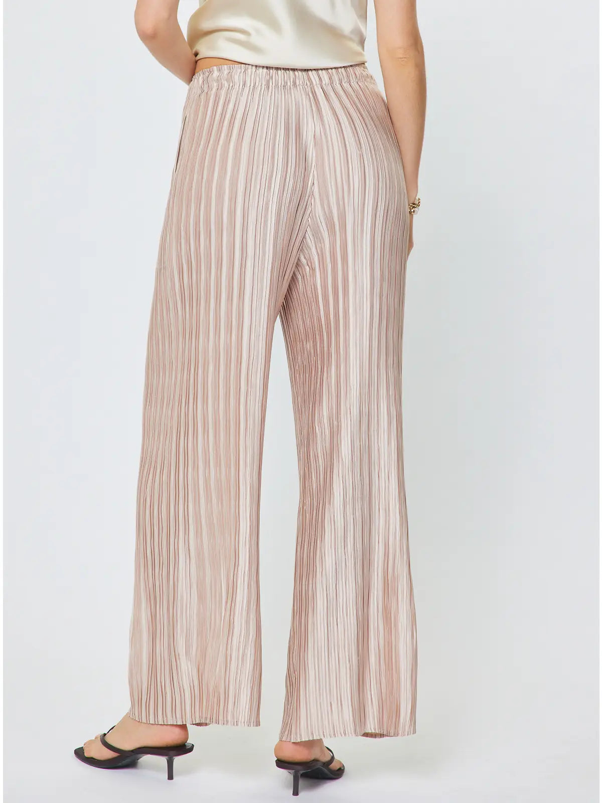 Pleated Wide Leg Drawstring Pants Pink