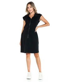 Zip Front Cap Sleeve Utility Dress