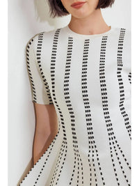 Monochrome Optical Illusion Peplum Knit Top