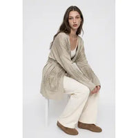 Crystal Embellished Shimmer Belted Cardigan