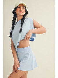 Light Blue Open Back Cropped Active Top