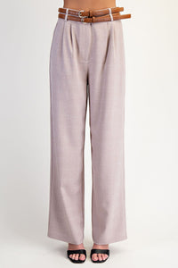 Taupe Tailored Wide-Leg Pants