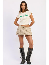 Green Day Graphic Cropped Tee Casual Short Sleeve Top