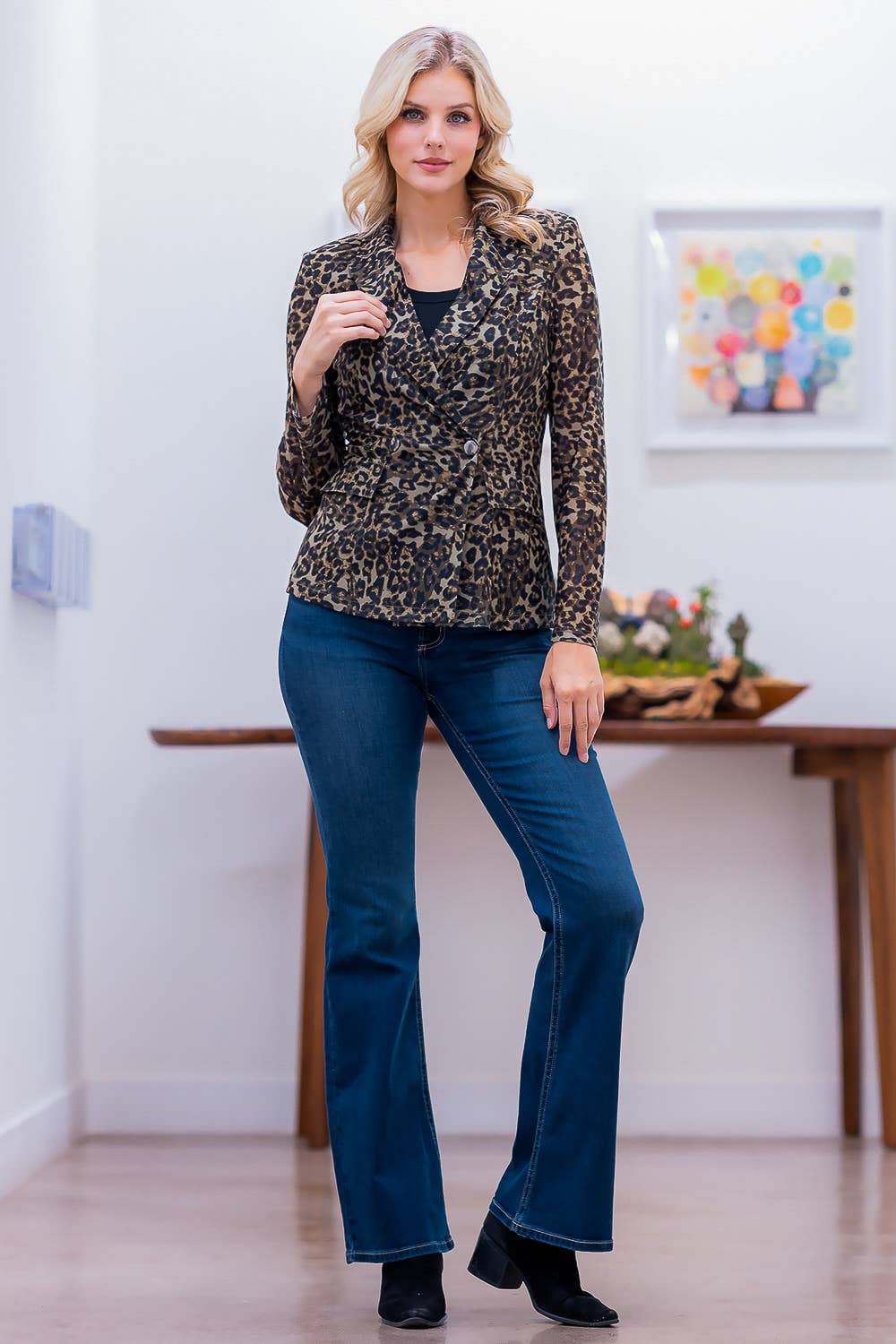 Jenna Leopard Mesh Blazer