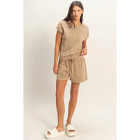 Nude Relaxed Fit Lounge Tee and Drawstring Shorts Set