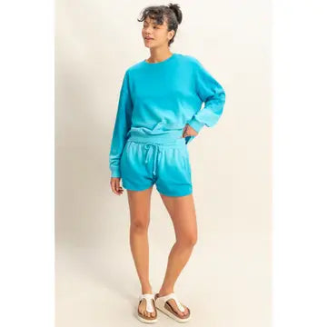 Blue Ombre Drawstring Lounge Shorts