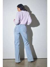 Crystal Button Knit Cardigan in Lilac