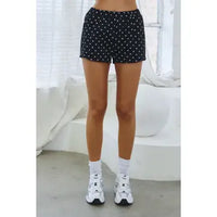 Black Polka Dot Zip-Up Jacket and Shorts Set