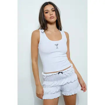 Martini Graphic Ribbed Scoop Neck Tank Top