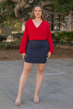 Plus size long bubble sleeve slightly cropped Top