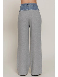 Two Tone Denim Gray Waist Wide Leg Lounge Pants