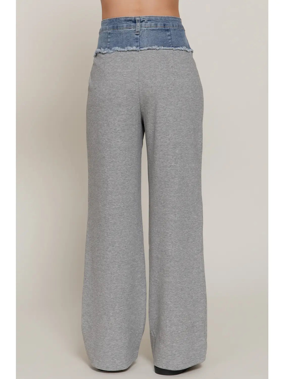 Two Tone Denim Gray Waist Wide Leg Lounge Pants