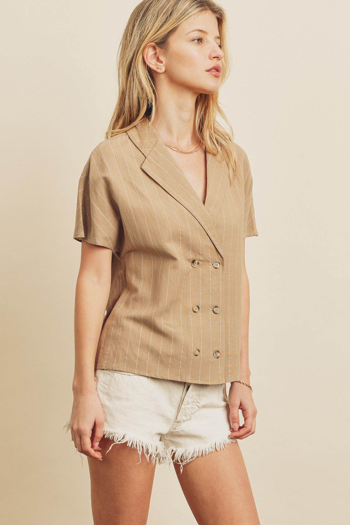 Pinstripe Double-Breasted Shirt