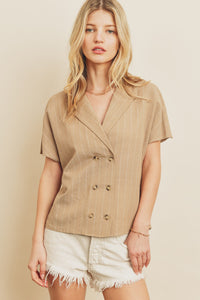 Pinstripe Double-Breasted Shirt