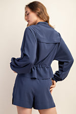 Crinkle Woven Cropped Jacket