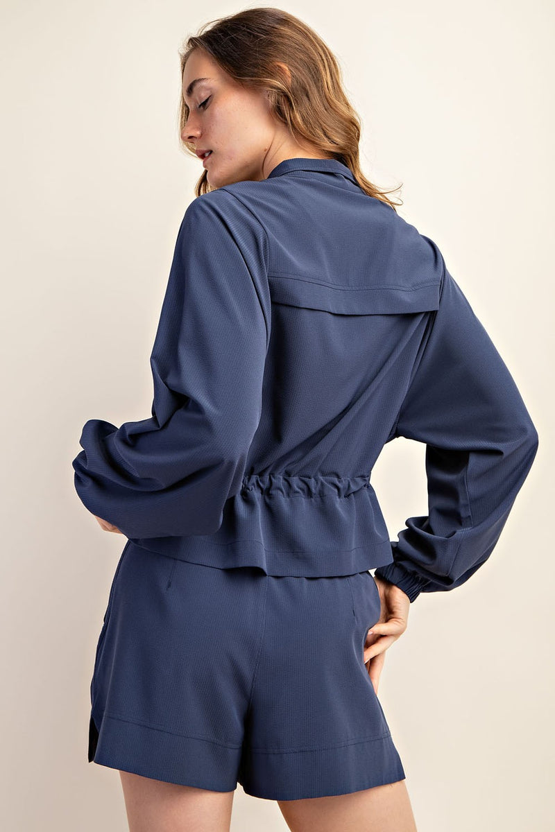 Crinkle Woven Cropped Jacket