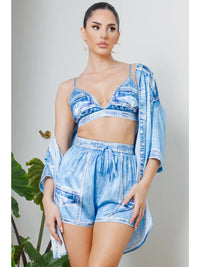 Denim Bralette and Shorts Lounge Set