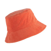 Coral Terry Cloth Bucket Hat with Soft Brim