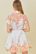 Floral Print Collar Neck Mini Dress