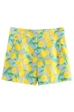 LEMON PRINT FRONT KNOT SHIRT AND SHORTS