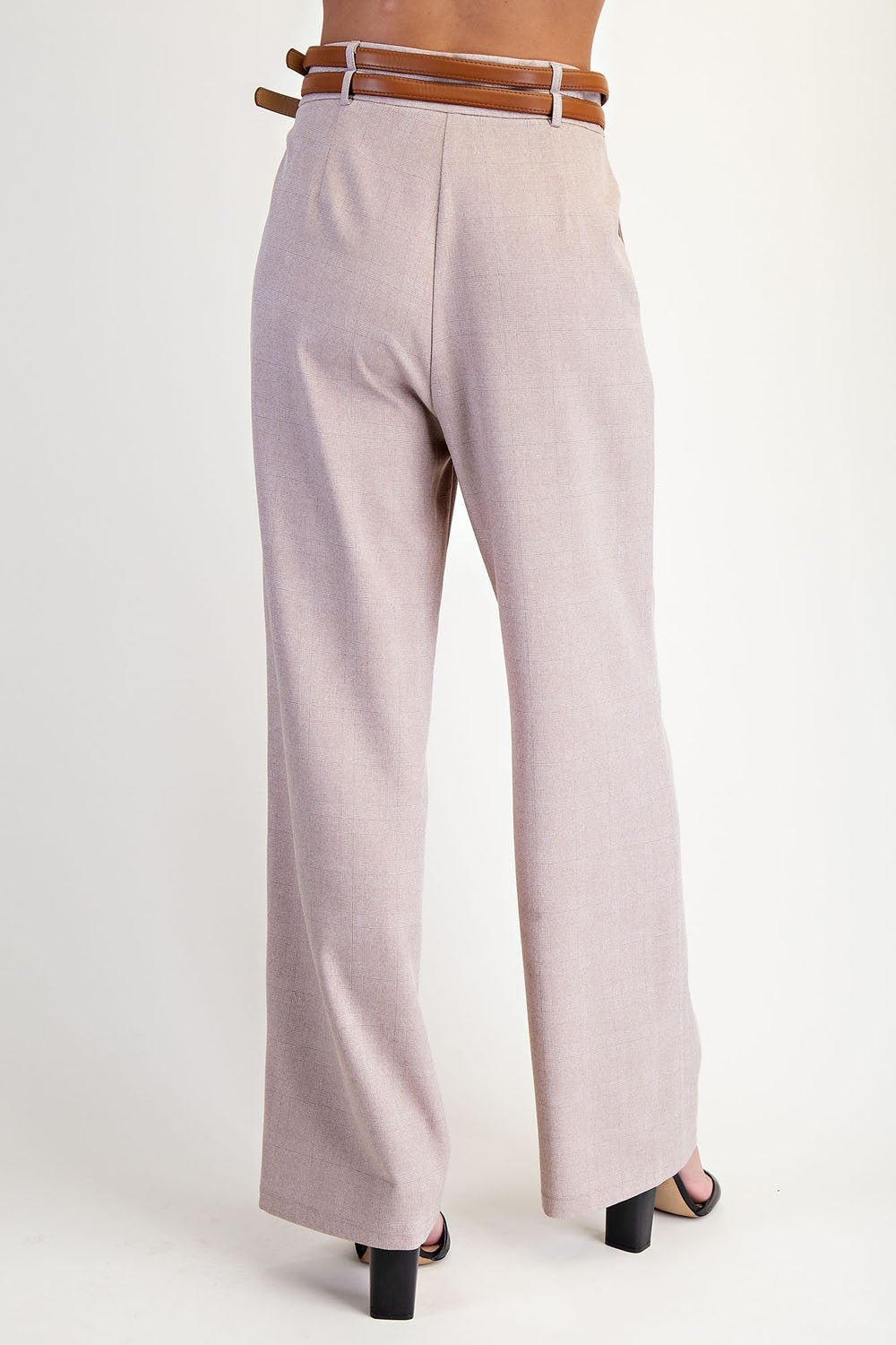 Taupe Tailored Wide-Leg Pants