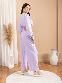 Purple Wide Leg Drawstring Lounge Pants