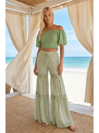 Floral Chiffon Tiered Wide Leg Palazzo Pants