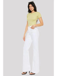 High Rise White Wide Leg Jeans with Full Length Fit