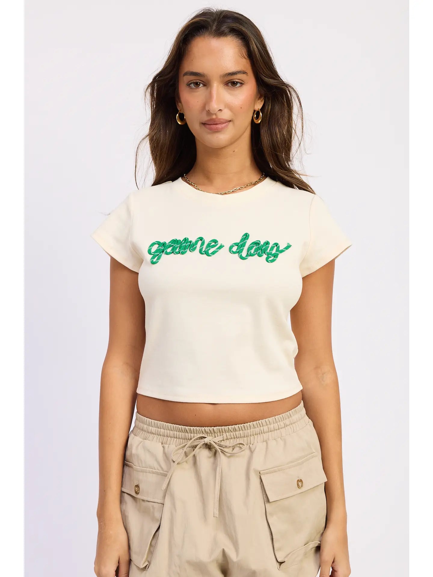 Green Day Graphic Cropped Tee Casual Short Sleeve Top