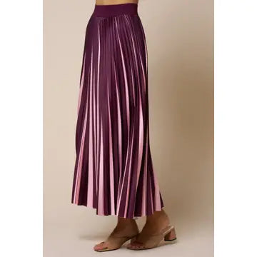 Two Tone Pleated Maxi Skirt