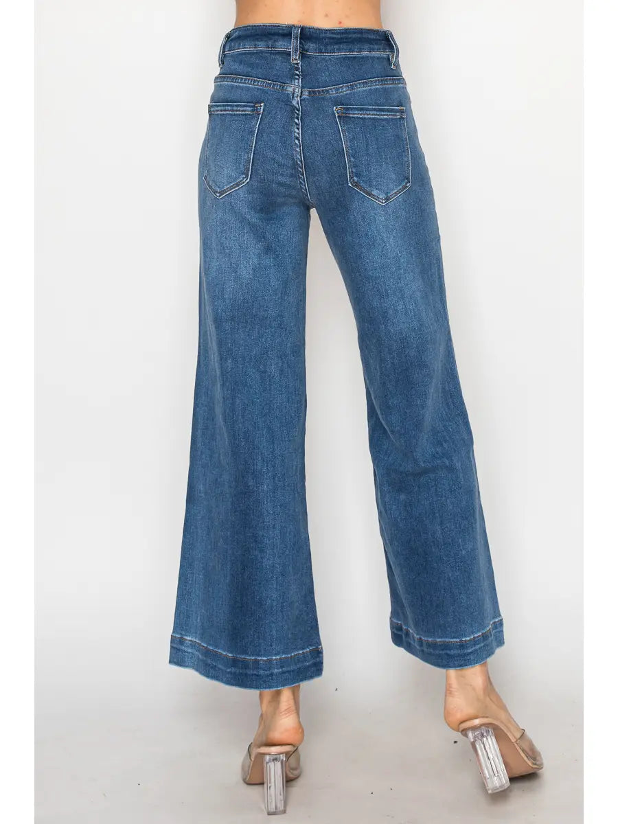 Embellished Flower Wide-Leg Jeans