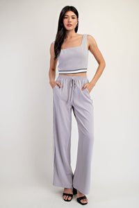 Square Neck Zip-Back Cropped Tank -Gray