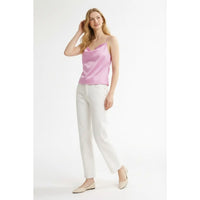 Silky Satin Camisole Top with Adjustable Straps in Blush Pink