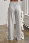 Heather Gray Bow-Tie Detail Wide Leg Lounge Pants