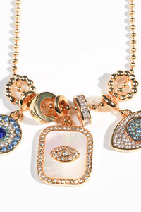 Trio of Evil Eye Crystal Charm Necklace