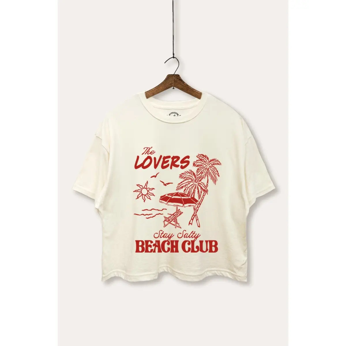 Lovers Beach Club Graphic Cropped Tee in White