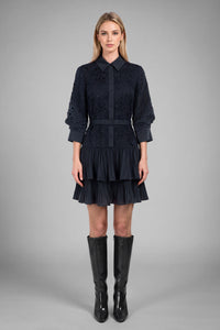 Lace Overlay Mini Tiered Dress