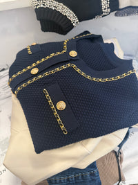 Leather Braided Trim with Gold Button
