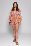 Boho Print Ruffle Tunic Set in Vibrant Multicolor