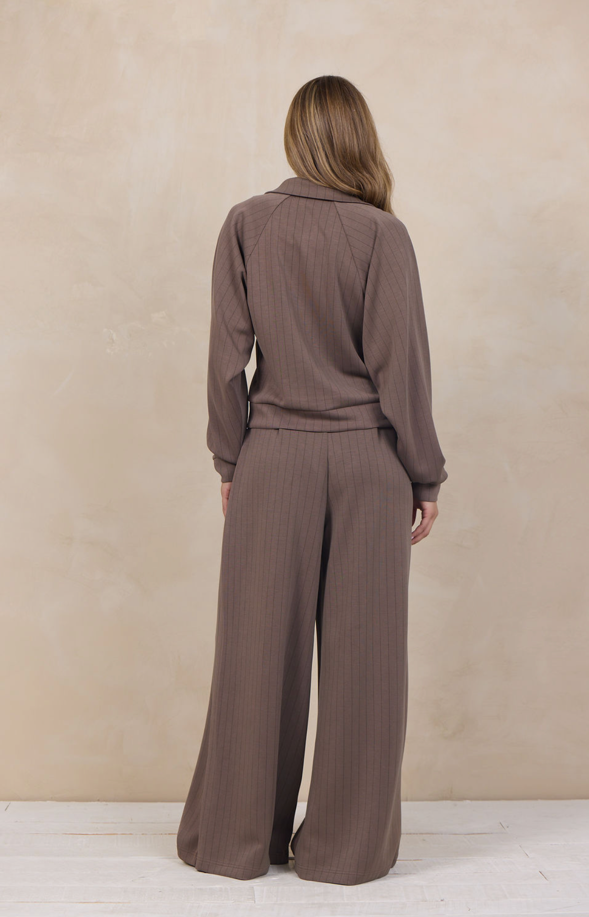 Taupe Raglan Pinstripe Set