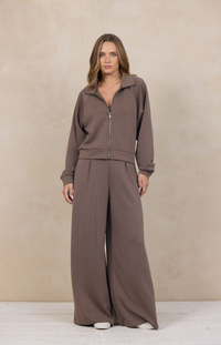 Taupe Raglan Pinstripe Set