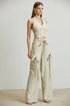 LINEN LOOK VEST CARGO 2PC SET