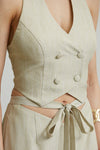 LINEN LOOK VEST CARGO 2PC SET